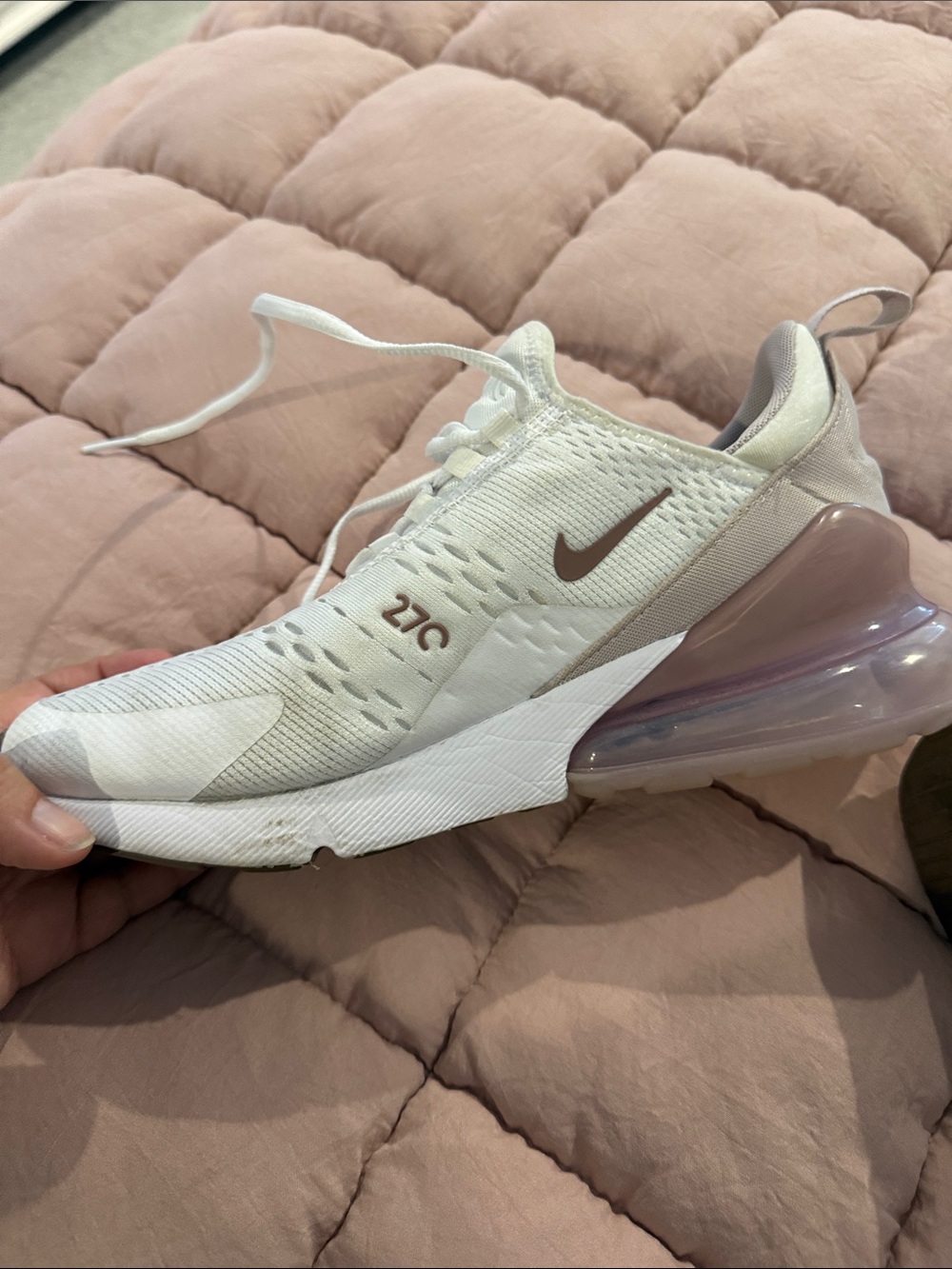 Nike Women's Air Max 270 Sneaker - Blush Pink and White